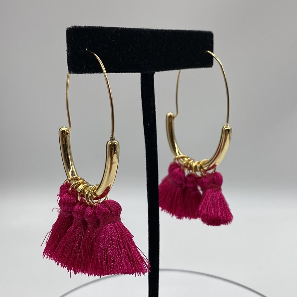 ✨🌺 Dangle Gold Fushia Pink Earrings🌺✨